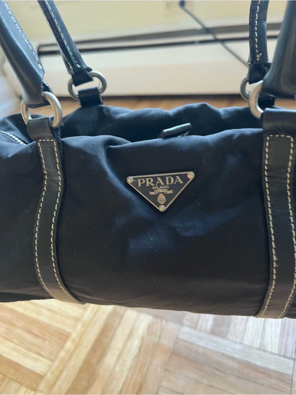 Vintage Prada Black Nylon Leather Handle Shoulder Bag – As Is - Picture 4 of 14